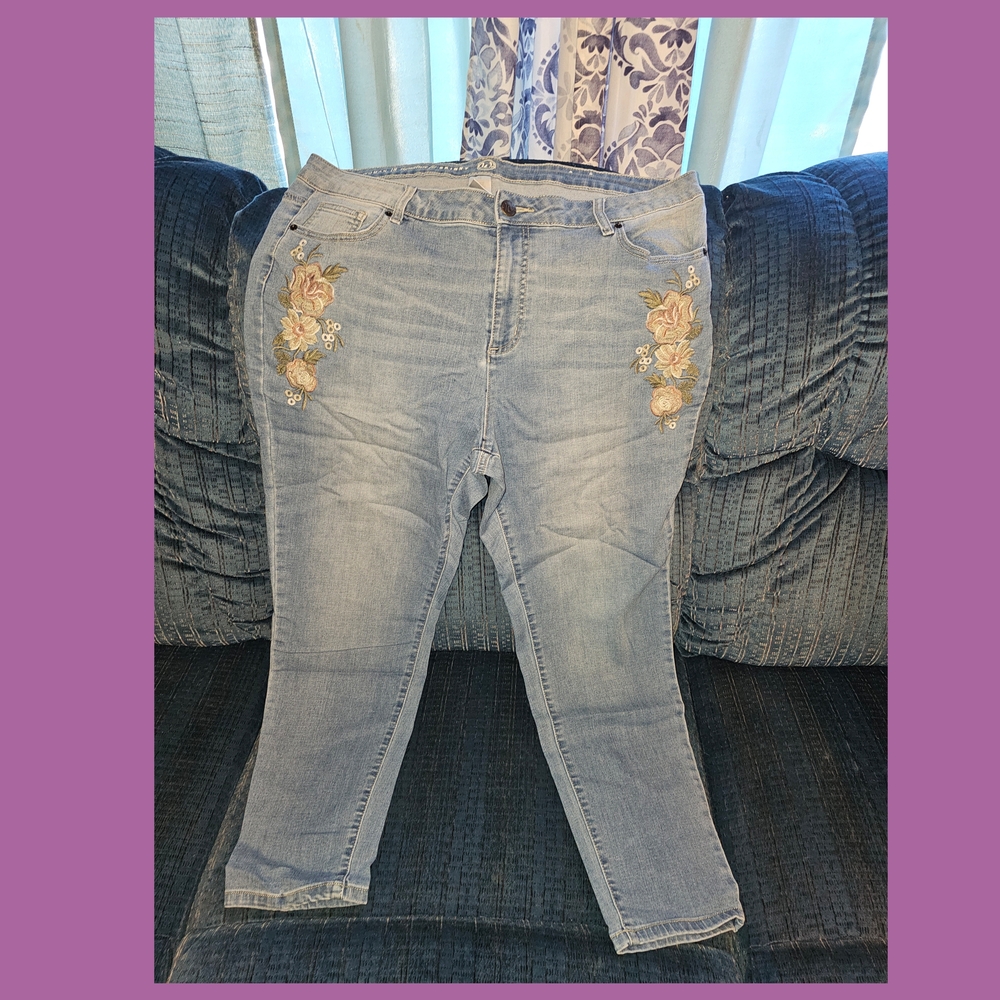 Embroidered Light Blue Jeans